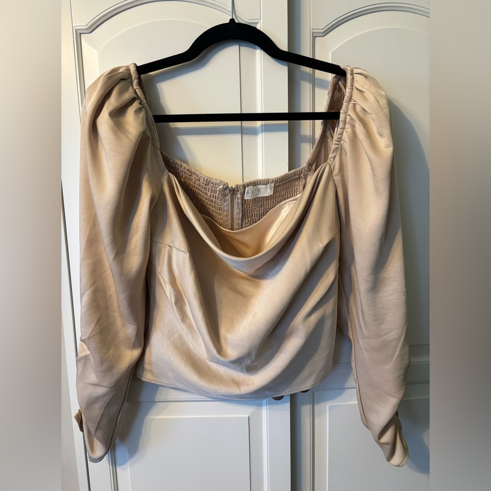 ASTR The Label Cream Draped Top
